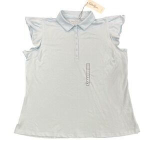 Walter Hagen Women's XL Club House Flutter‎ Sleeve Golf Polo Shirt Blue NWT